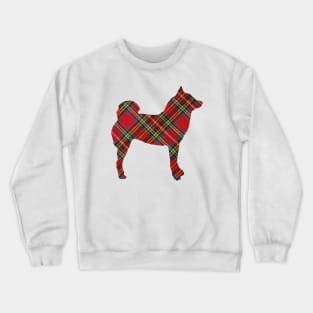 Lilly the Shiba Inu Silhouette - Tartan on White Crewneck Sweatshirt